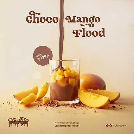 Browcolate social media post design — appetizing chocolate dessert visual to increase online engagement and drive conversions