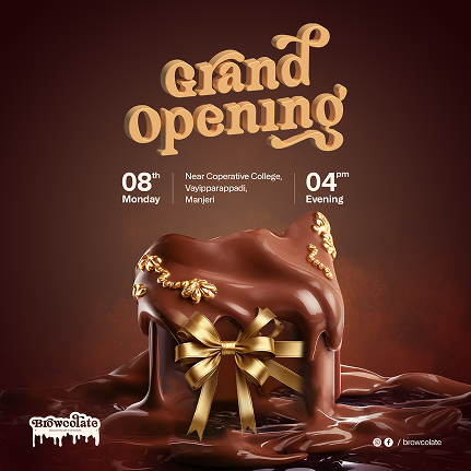 Browcolate social media post design — appetizing chocolate dessert visual to increase online engagement and drive conversions