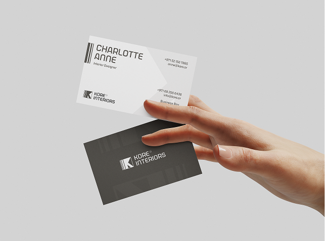 Kore Interiors logo design — minimalist branding for interior and architecture studio in UAE