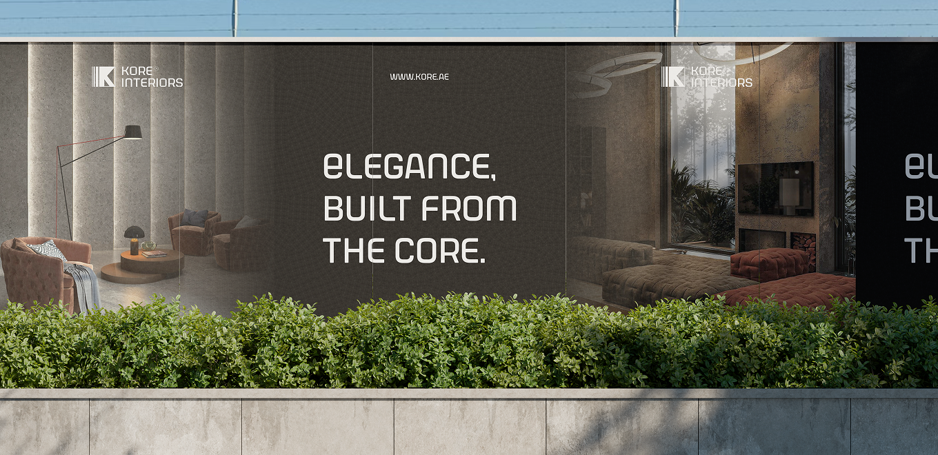 Kore Interiors logo design — minimalist branding for interior and architecture studio in UAE